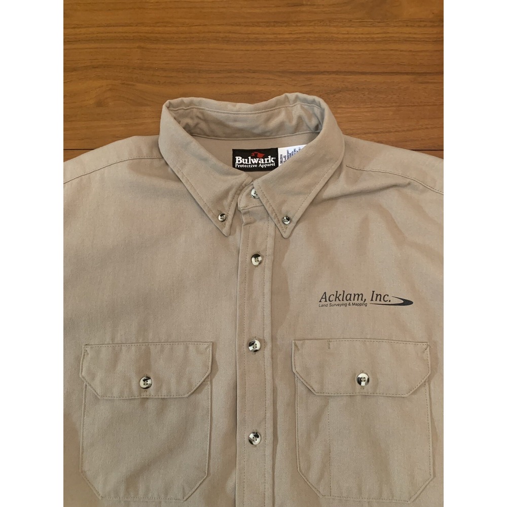 Bulwark FR Work Shirt Mens XL Reg Khaki Long Sleeve Fire Resistant SMU2KH4 9 ATV